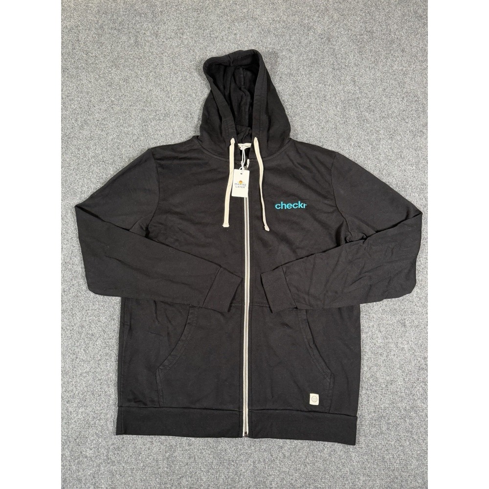 Marine Layer Afternoon Full Zip Hoodie Mens Medium Black NWT Logo Embroidered